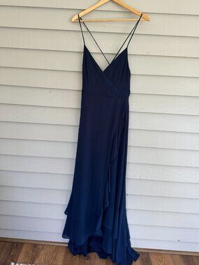 Lulus Strappy Navy Blue High Low A-Line Maxi Dress